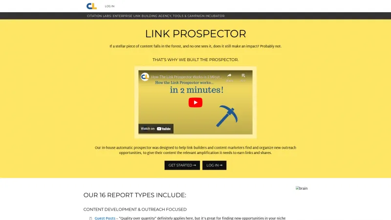 Homepage of Citation Labs Link Prospector