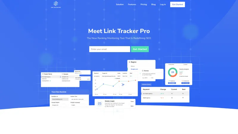 Homepage of Link Tracker Pro