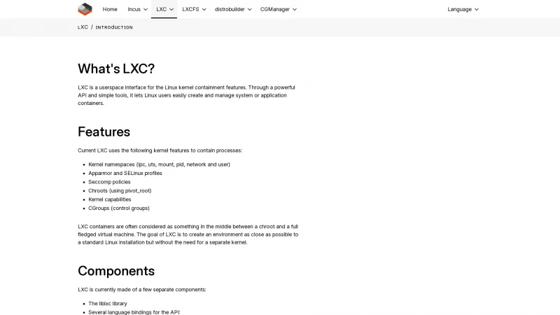 Homepage of LXC