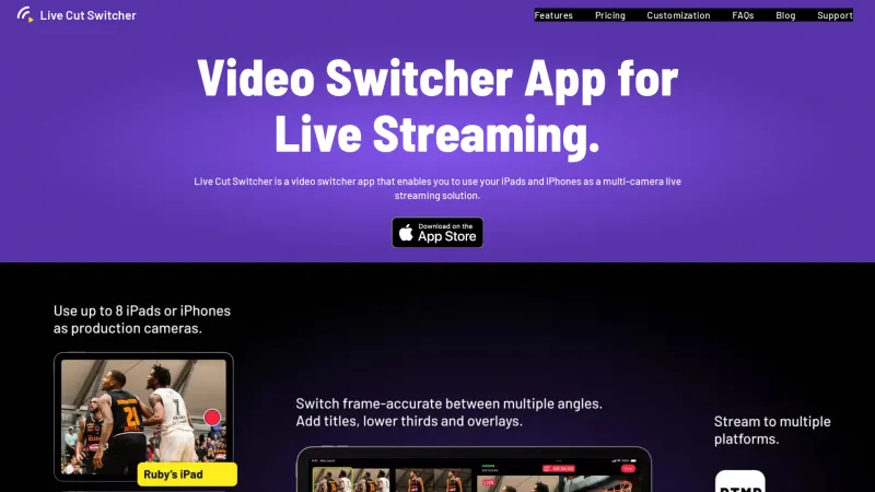 Homepage of Live Cut Switcher