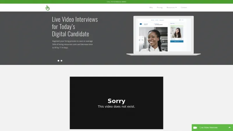 Homepage of Live Video Interviews