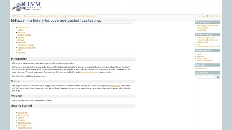 Homepage of LibFuzzer