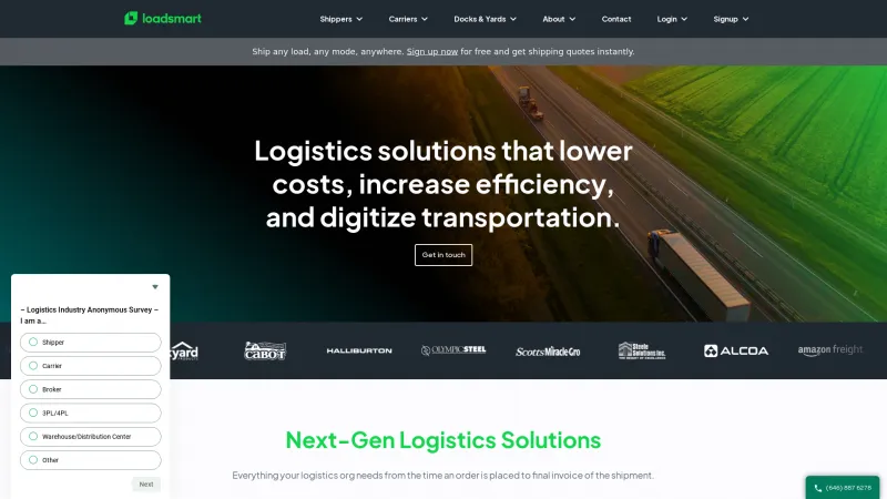 Homepage of Loadsmart