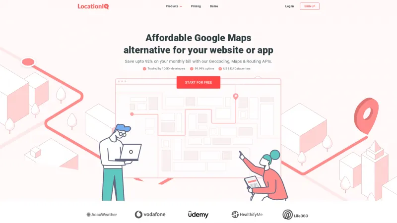 Homepage of LocationIQ