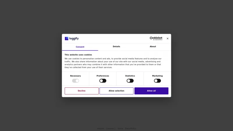 Homepage of Loggify