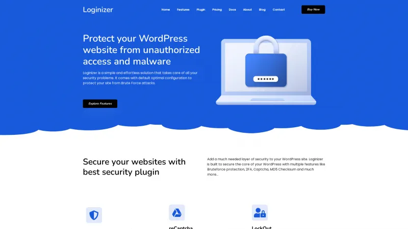 Homepage of Loginizer