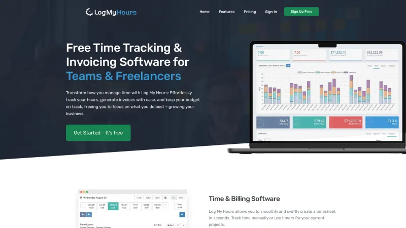 Homepage of LogMyHours.com