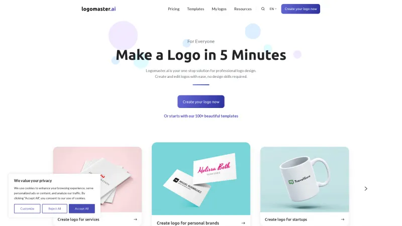 Homepage of Logomaster.ai