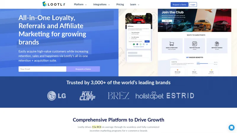 Homepage of Lootly