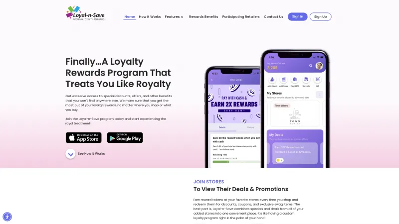 Homepage of Loyal-n-Save