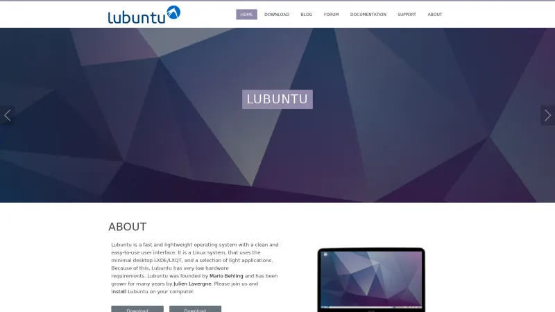 Homepage of Lubuntu