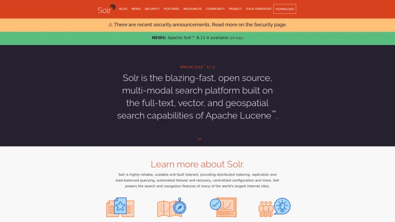 Homepage of Apache Solr