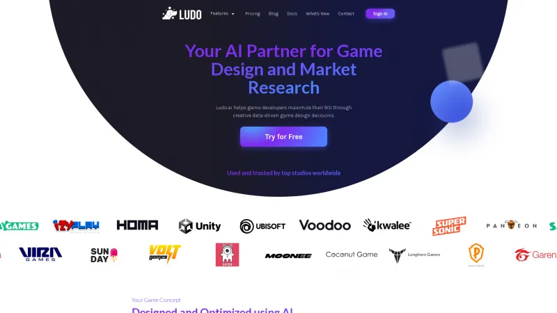 Homepage of Ludo.ai