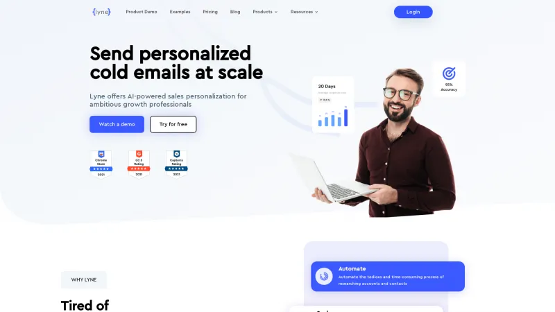 Homepage of Lyne.ai