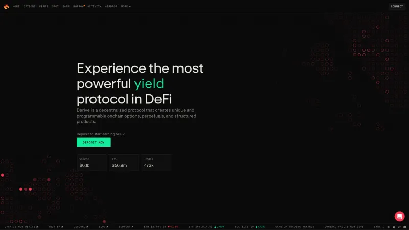 Homepage of Lyra Finance