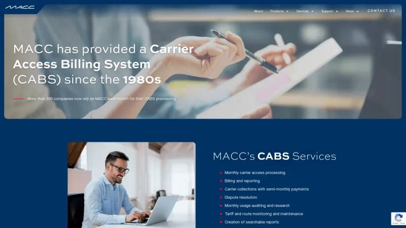 Homepage of Carrier Access Billing System