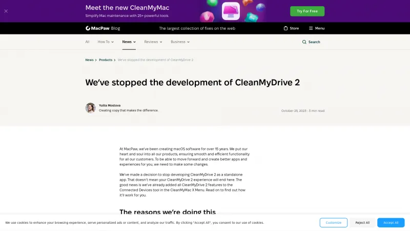 Homepage of CleanMyDrive