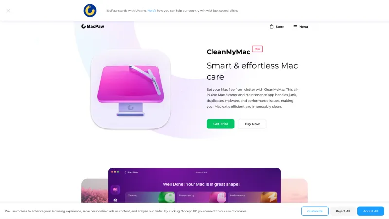 Homepage of CleanMyMac X