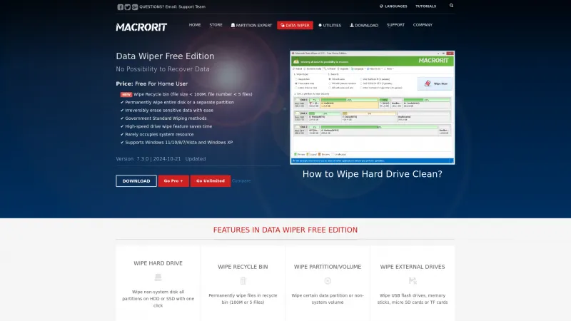 Homepage of Maacrorit Data Wiper