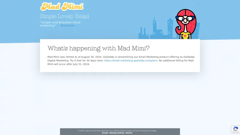 Homepage of Mad Mimi