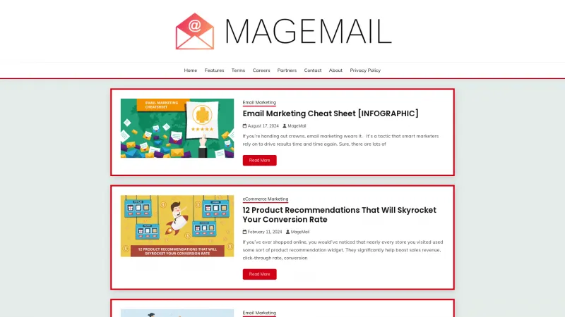 Homepage of MageMail