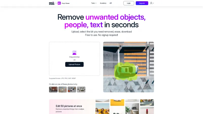 Homepage of Magic Eraser