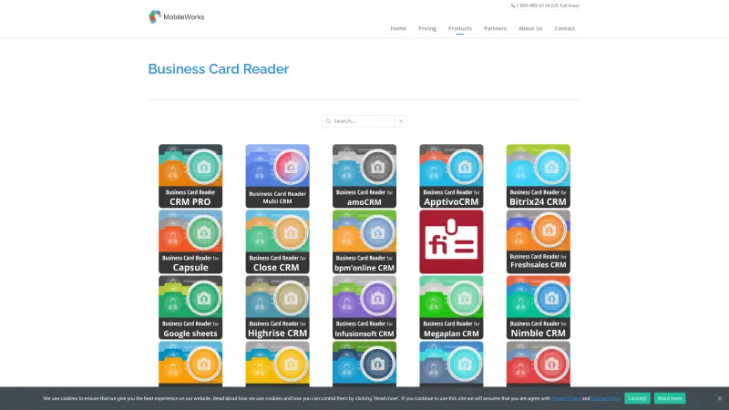 Homepage of Business Card Reader