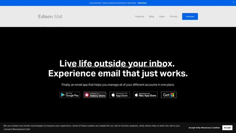 Homepage of Edison Mail