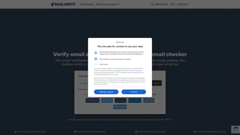 Homepage of MailInput