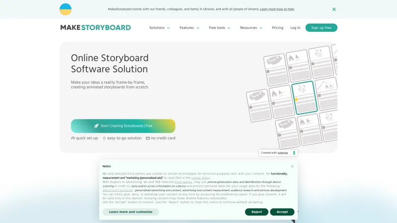 Homepage of MakeStoryboard