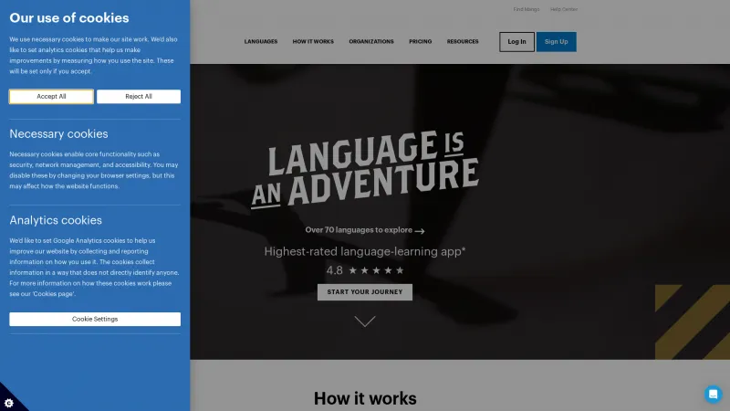 Homepage of Mango Languages