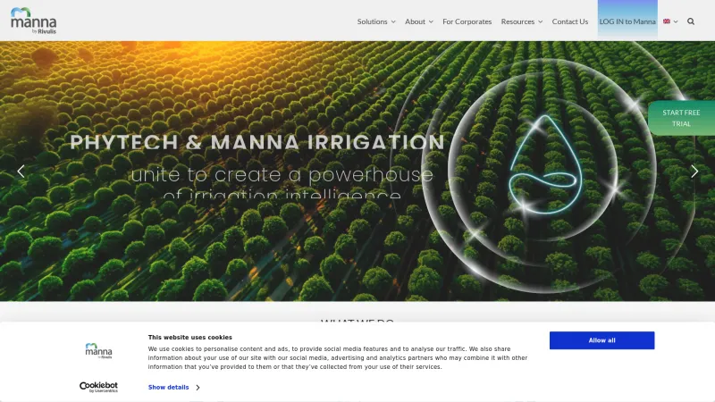 Homepage of Manna Irrigation