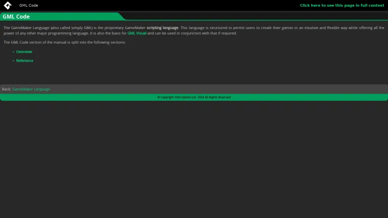 Homepage of GameMaker Language (GML)