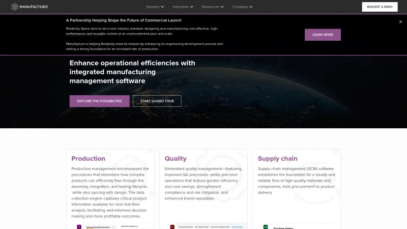 Homepage of Manufacturo