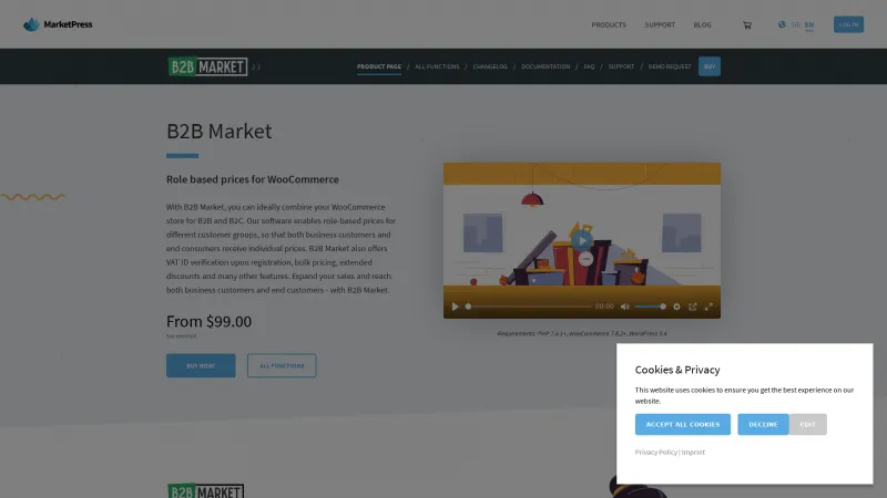 Homepage of B2B Market