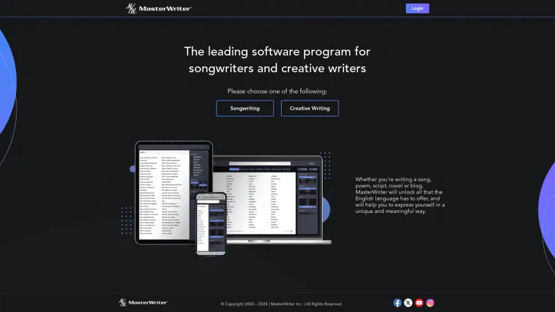 Homepage of MasterWriter