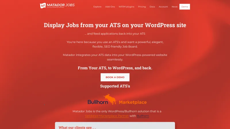 Homepage of Matador Jobs