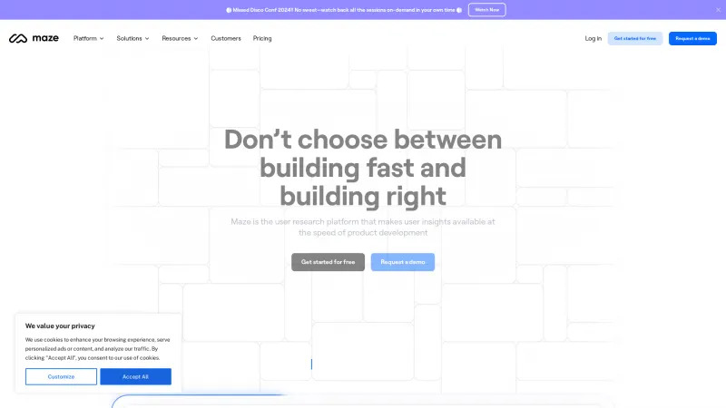 Homepage of Maze