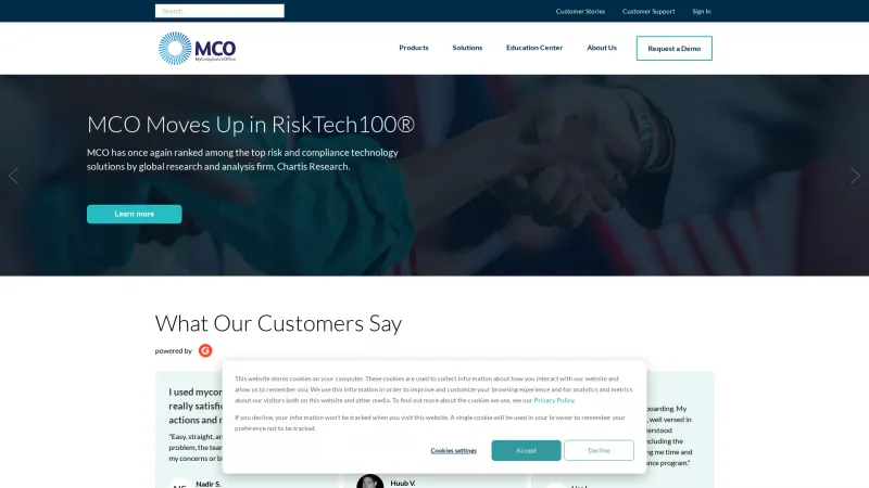 Homepage of MyComplianceOffice