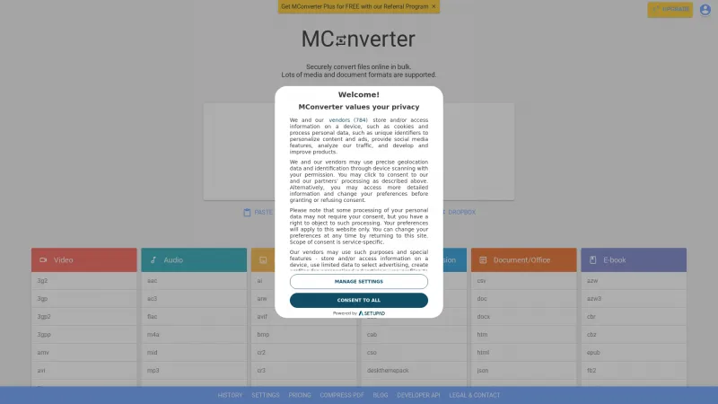 Homepage of MConverter