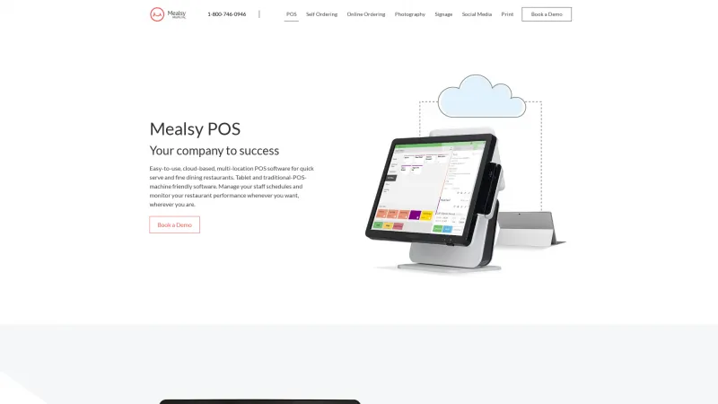 Homepage of Mealsy