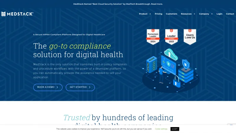 Homepage of MedStack