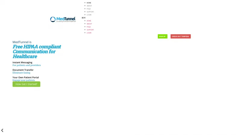 Homepage of MedTunnel