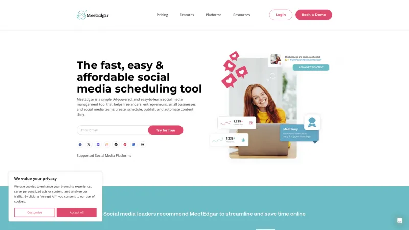 Homepage of MeetEdgar