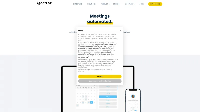 Homepage of MeetFox