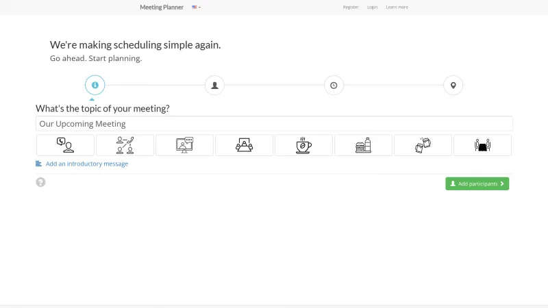 Homepage of Meeting Planner