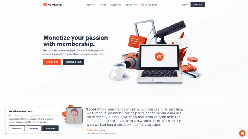 Homepage of Memberful