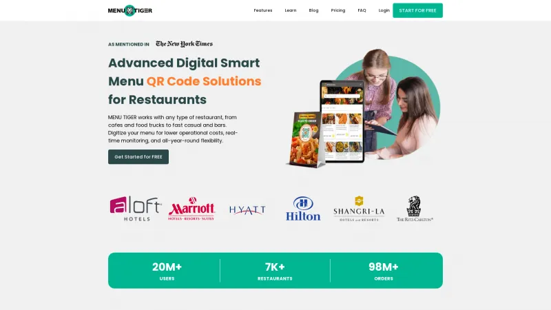 Homepage of MENU TIGER