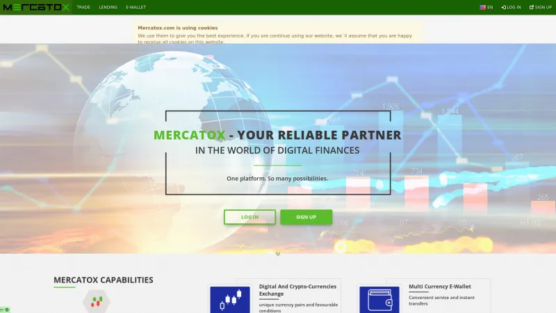 Homepage of Mercatox