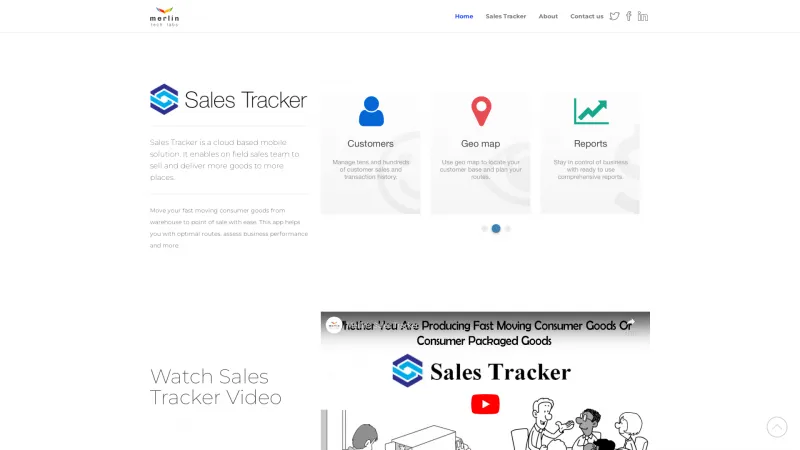 Homepage of Merlin Sales Tracker